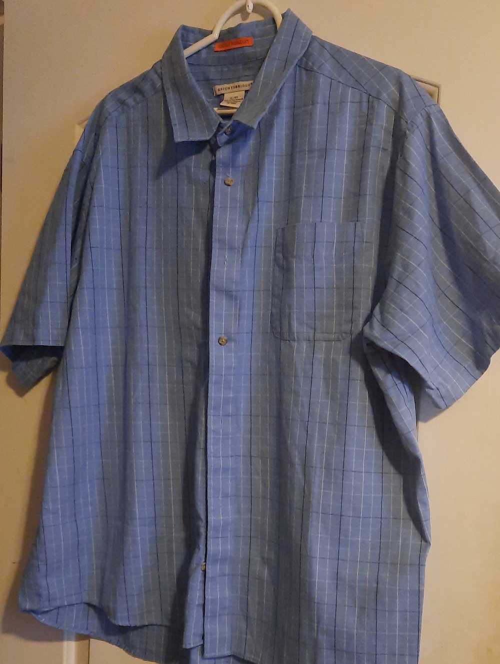 Light Blue Short-Sleeve Plaid Button-Down Shirt